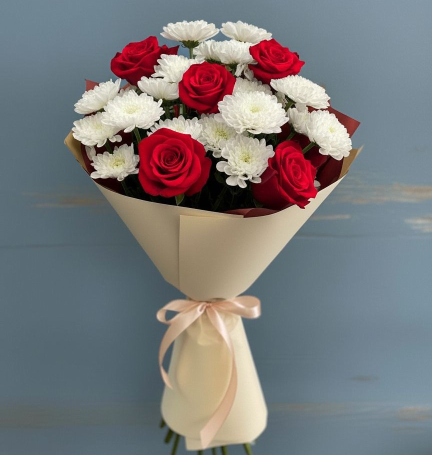 Букет цветов из: Розы и Хризантемы в Демидове