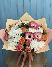Букет цветов из:  Розы, Герберы и Хризантемы в Демидове