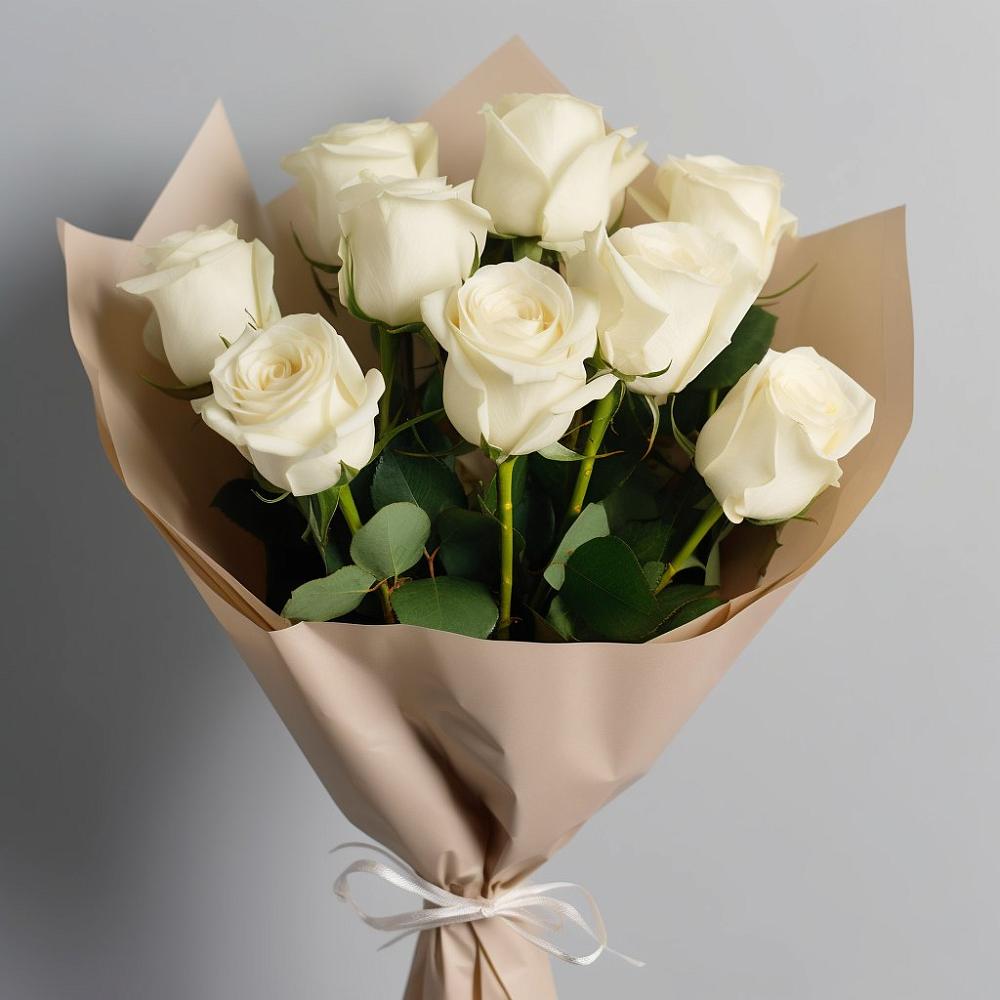 Букет 9 Белых роз Эдлесс Лав в Демидове