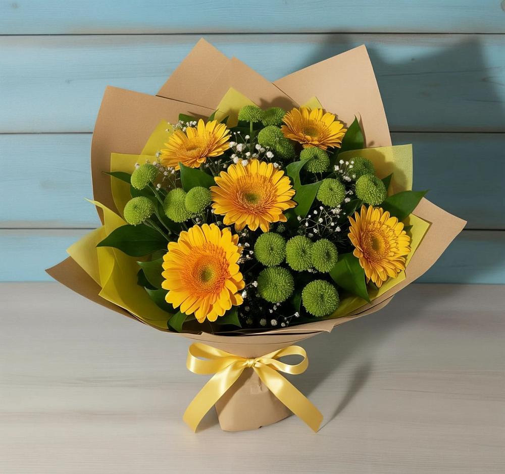 Букет цветов из: Герберы и Хризантемы в Демидове