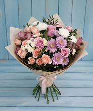 Букет цветов из:  Хризантемы, Розы и Альстромерии в Демидове