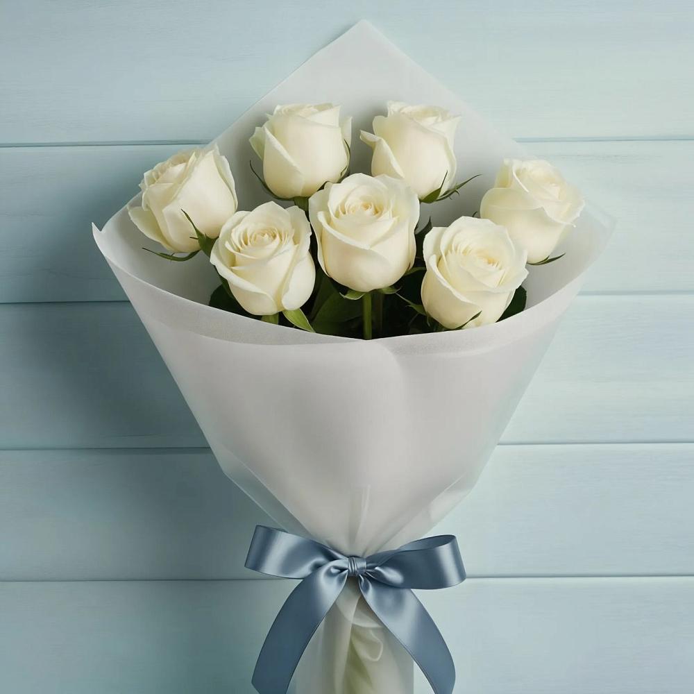 Букет 7 Белых роз Эдлесс Лав в Демидове